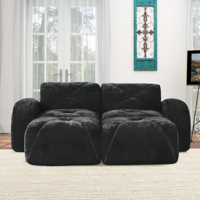 Ensemble de canapé en forme de U à compression de 80 pouces, canapé modulaire moderne à deux places avec repose-pieds, canapé rembourré pour le salon ou la chambre à coucher, aucun assemblage requis.