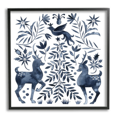 Festive Deer Dove Christmas Tree Botanicals Leaves