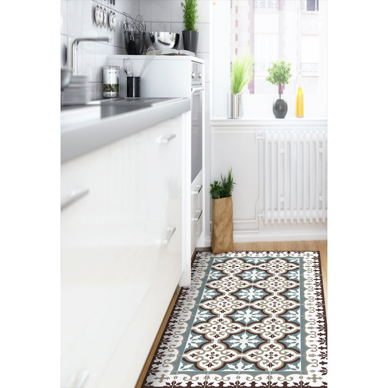 Maia Vinyl Machine Printed Area Rug, Runner 80 x 300cm