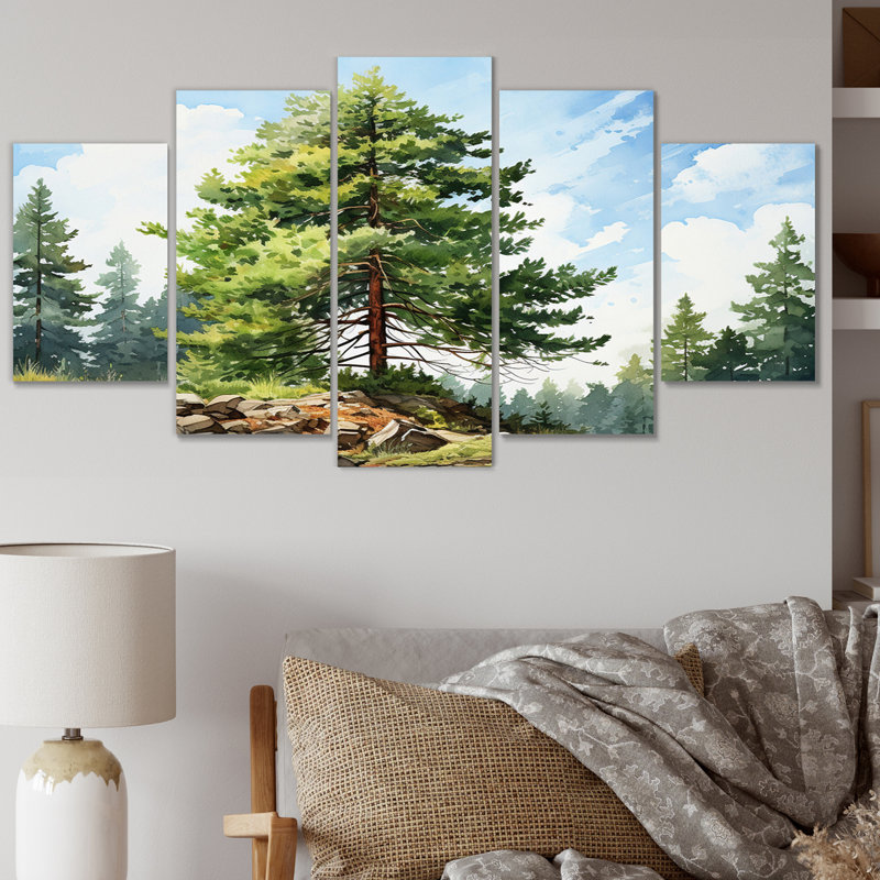 Fier pin I - reproduction d'art sur toile de pin - 5 panneaux
