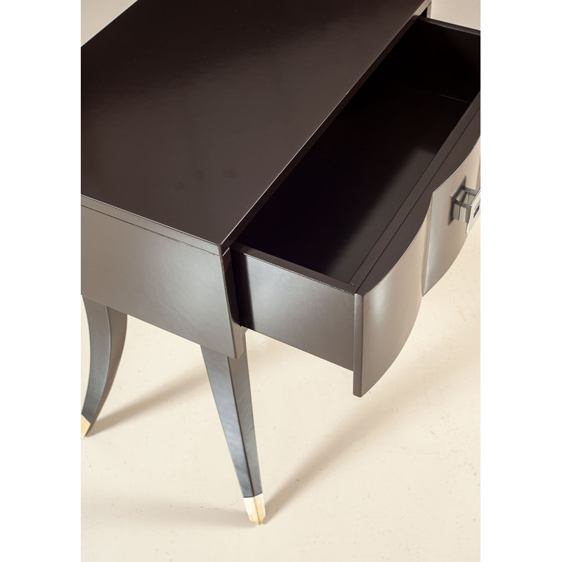 Transitional Black Lacquer One-Drawer Nightstand