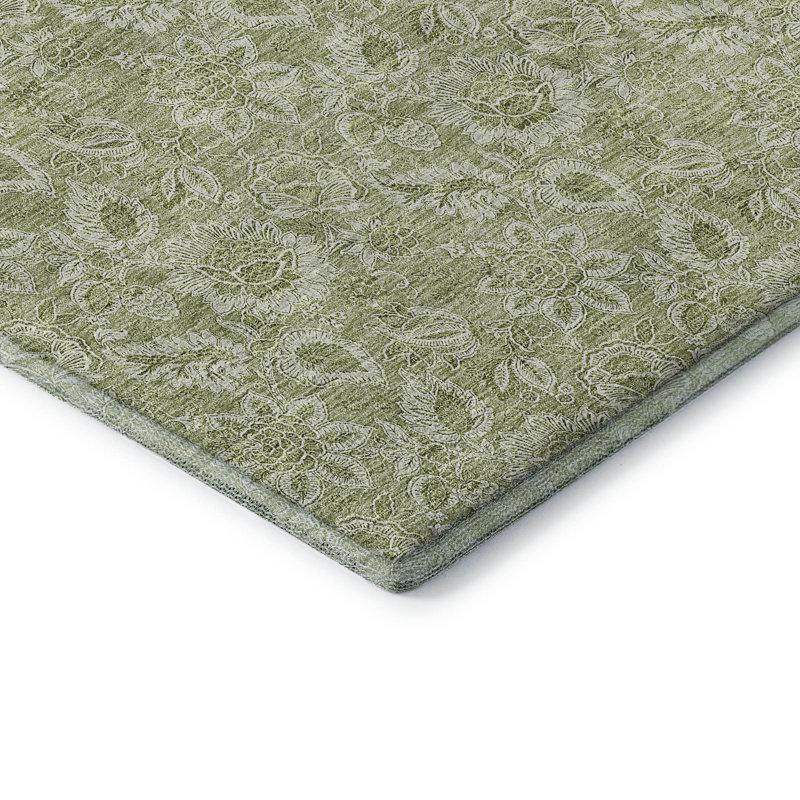 Premium Machine Washable Prisco Aloe Rug, Round 8'