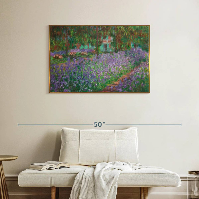 Le jardin de l'artiste à Giverny en 1900, Cadre flottant doré, 37 po x 25 po