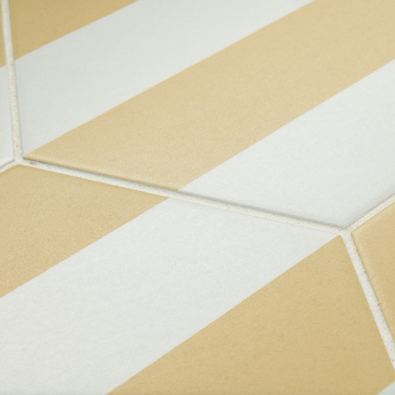 Porto Capri Hex 9" x 10" Porcelain Patterned Look Wall & Floor Tile, Beige/White