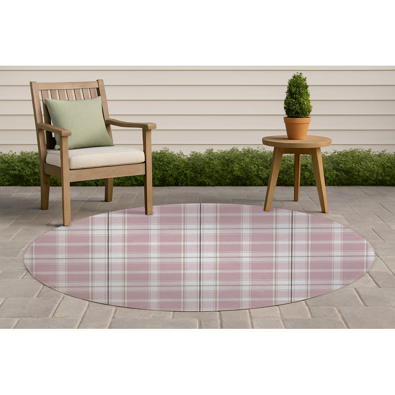 Tapis d'extérieur antidérapant Billy Tartan, Rond 5 pi