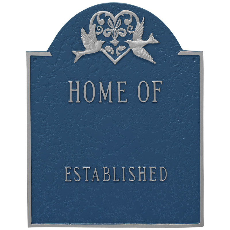 Plaque d'adresse murale sur 4 lignes, Bleu de mer / Argent, Oui