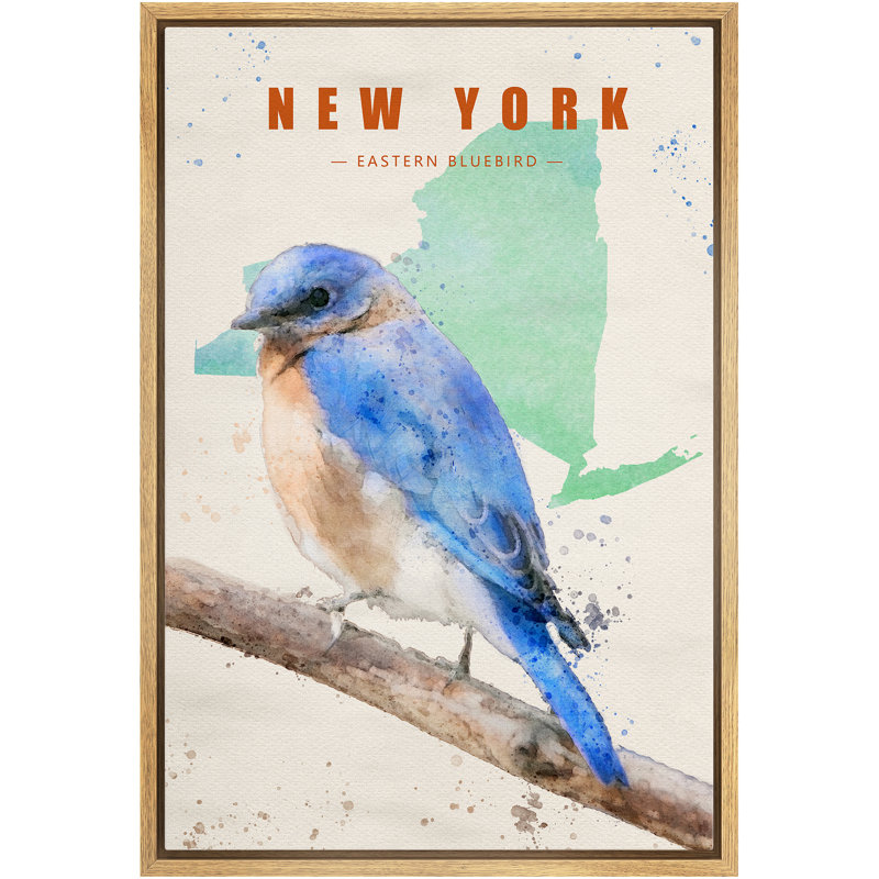 Oiseau bleu de New York IDÉE4WALL, H 24 po x l 16 po x P 1,5 po, Brun