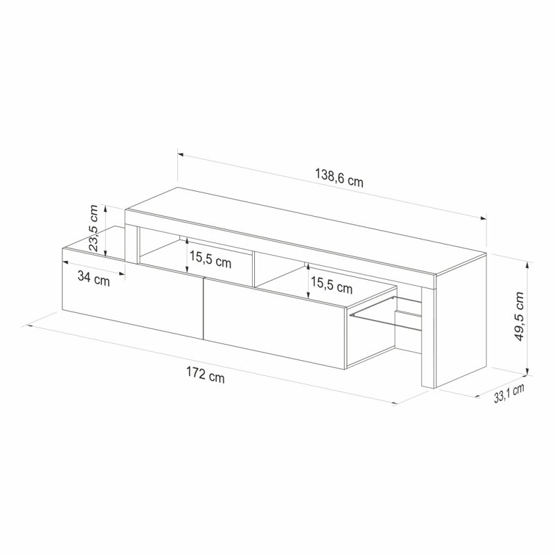 Guernon Unfinished TV Stand for TVs up to 70", Oak/Black