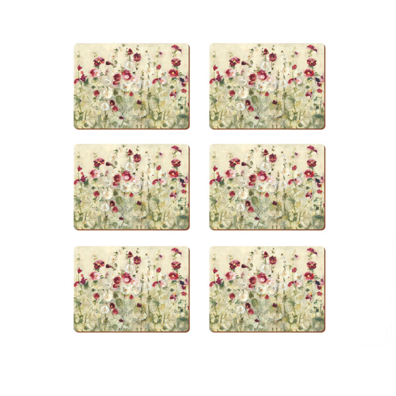 Wild Field Poppies Lacquered With Cork Backing Floral Rectangle Placemat