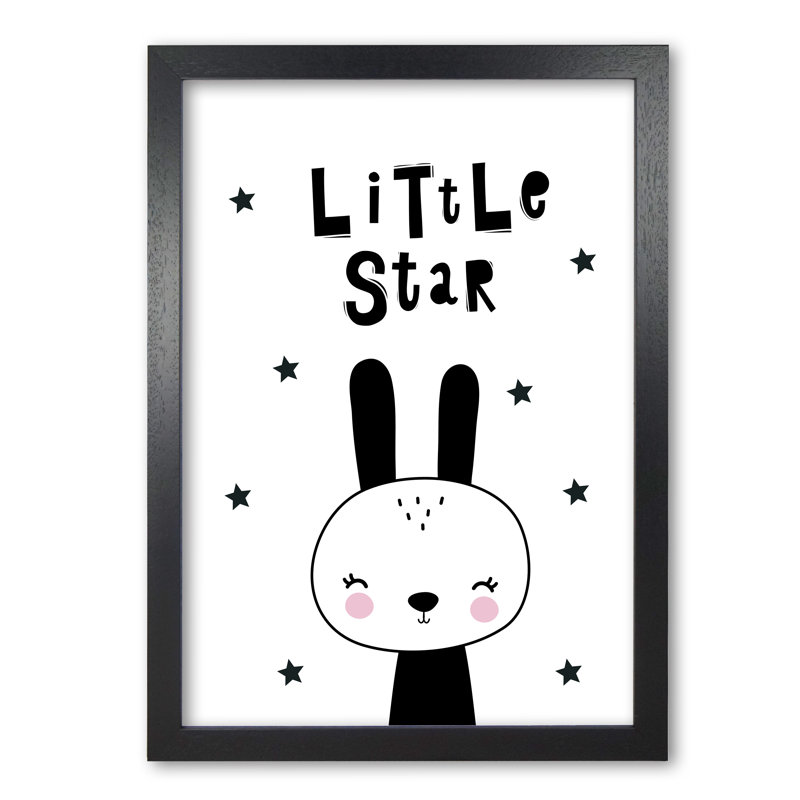 Little Star Bunny - Painting, 60 cm H x 42 cm W x 5 cm D, Black Grain Frame