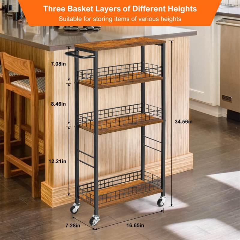 60cm H x 46cm W Book Cart with Wheels