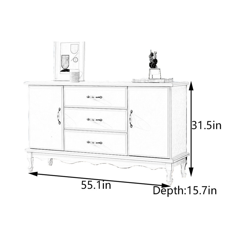 Console en bois de paulownia massif, Ivoire blanc