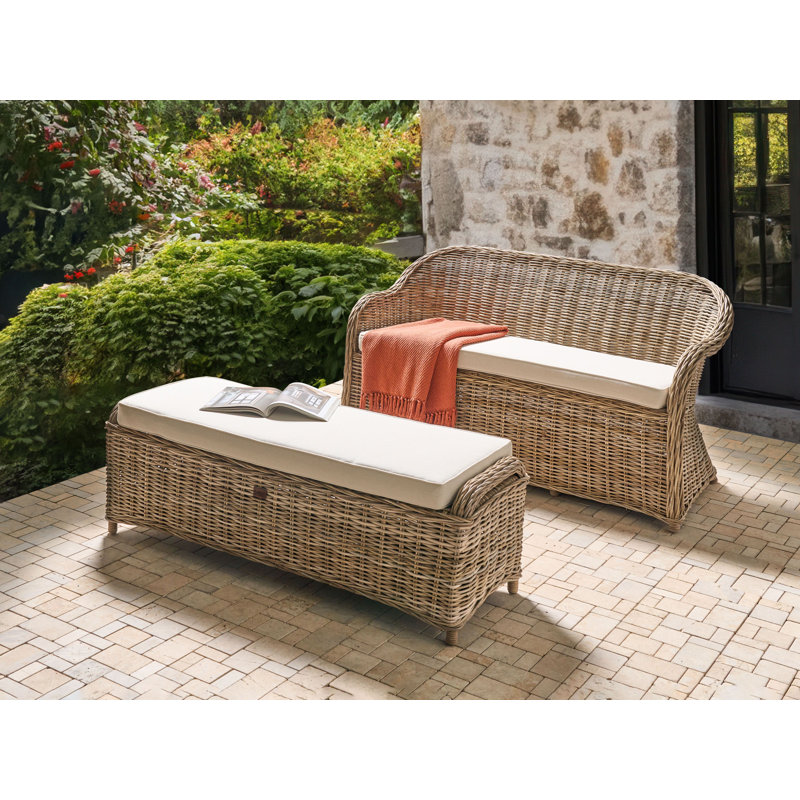 Chilson 150cm Wide Curved Wicker Patio Sofa with Cushions, Yes