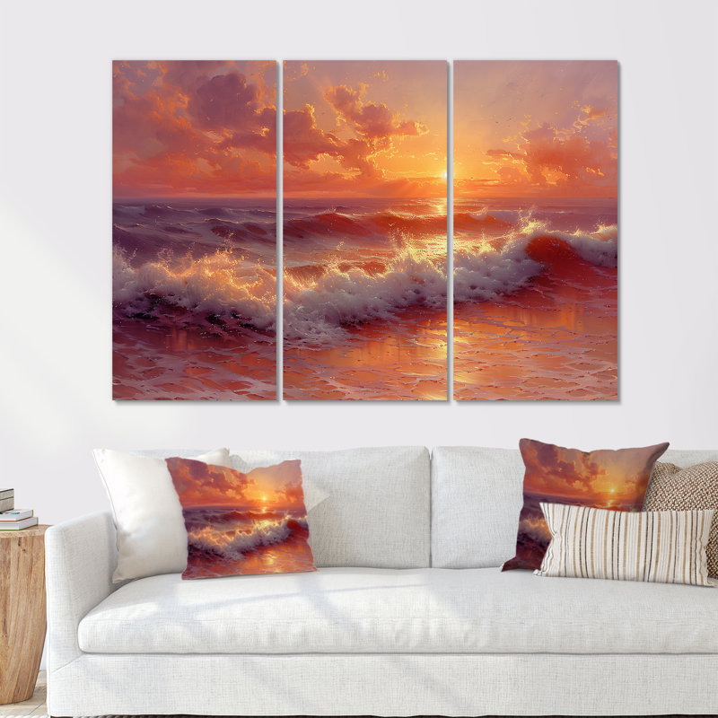 Salters - ensemble d'art mural plage, H 28 po x l 36 po x P 1 po, Toile tendue