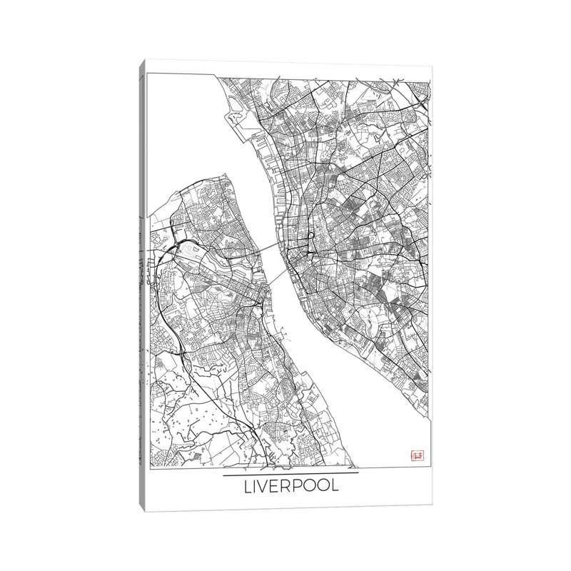 Liverpool Minimal Urban Blueprint Map by Hubert Roguski - Wrapped Canvas Print, 152.5 cm H x 101.5 cm W