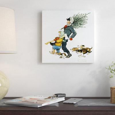 «Bringing Home the Tree» par Norman Rockwell - impression sur toile tendue