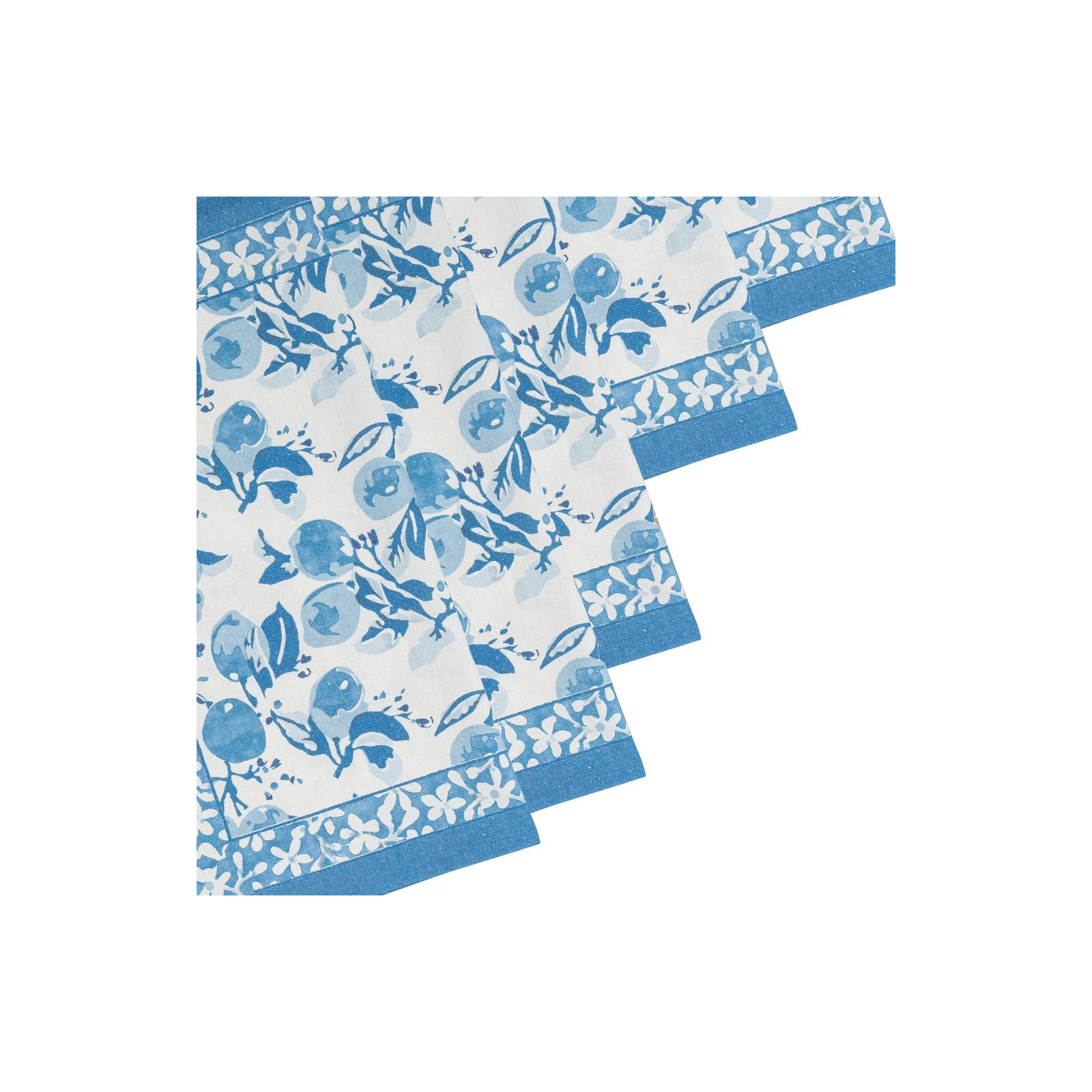 Citron Linen Floral Square Napkin, Blue