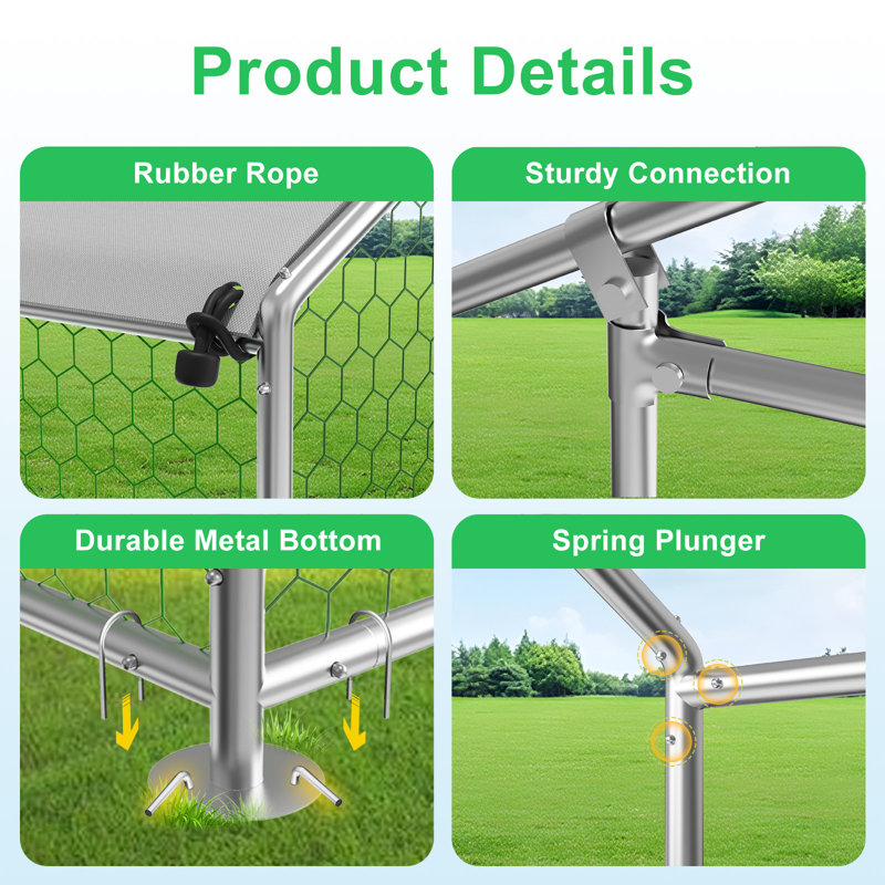 Poulailler avec ruisseau Evell, H 76,8 po x l 117,6 po x P 157,2 po