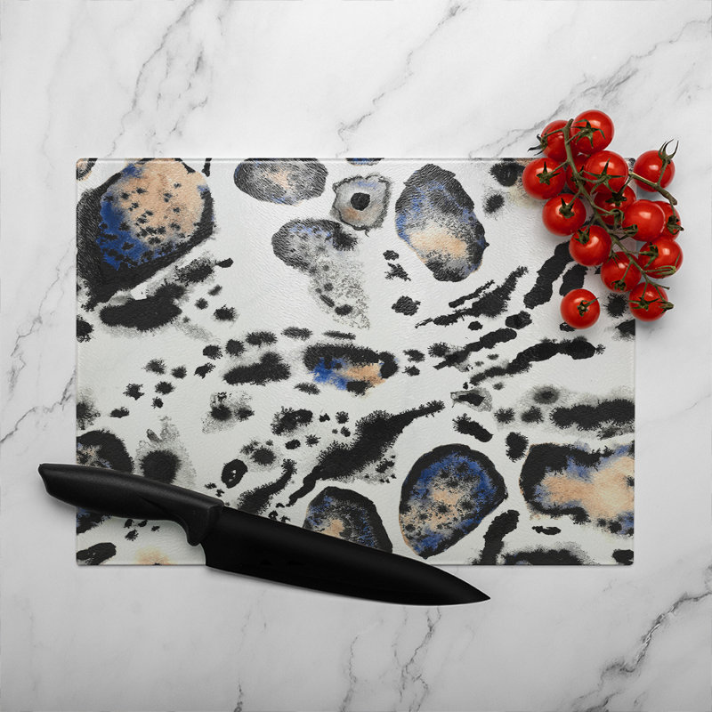 Leopard Print With Glass Chopping Board, 40cm L x 28cm W