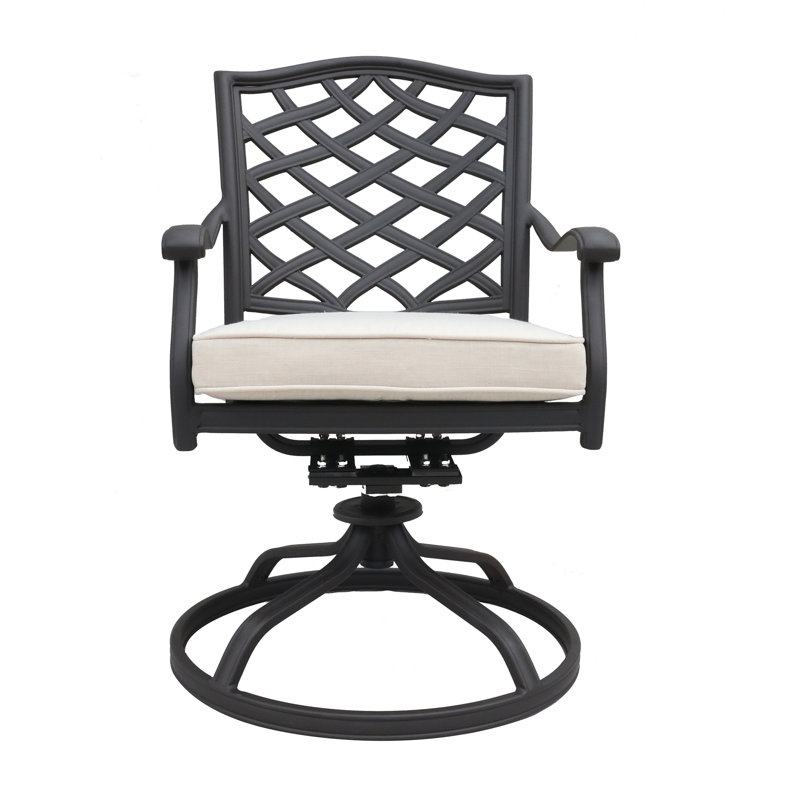 Chaise de patio avec coussin Annecorinne, Toile Sunbrella® naturel, Soie chocolat