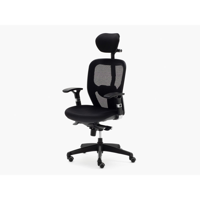 Polyester Blend Office Chair with Headrest, Black 