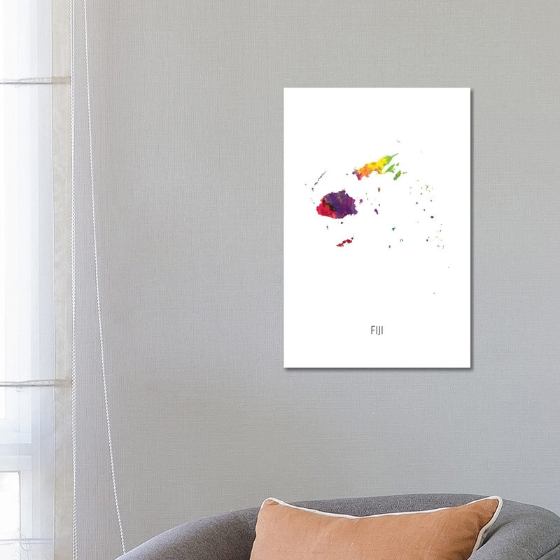 Fiji Map by Michael Tompsett - 1 Piece Wrapped Canvas Wall Art, 66.04 cm H x 45.72 cm W x 1.91 cm D