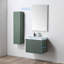 Meuble-lavabo flottant avec lavabo mural en bois avec dessus en acrylique, façade cannelée, porte à fermeture en douceur et rangement moderne Luziano-87851029