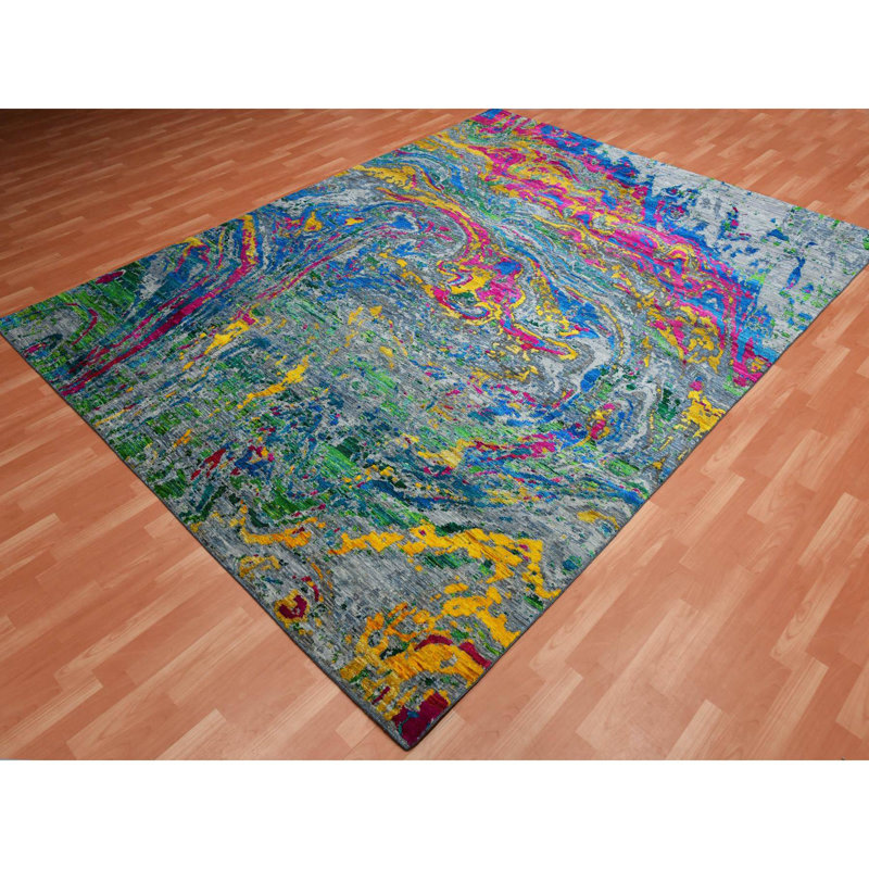 Tapis unique en laine noué à la main 9 pi x 11 pi 9 po New Age Viscardi