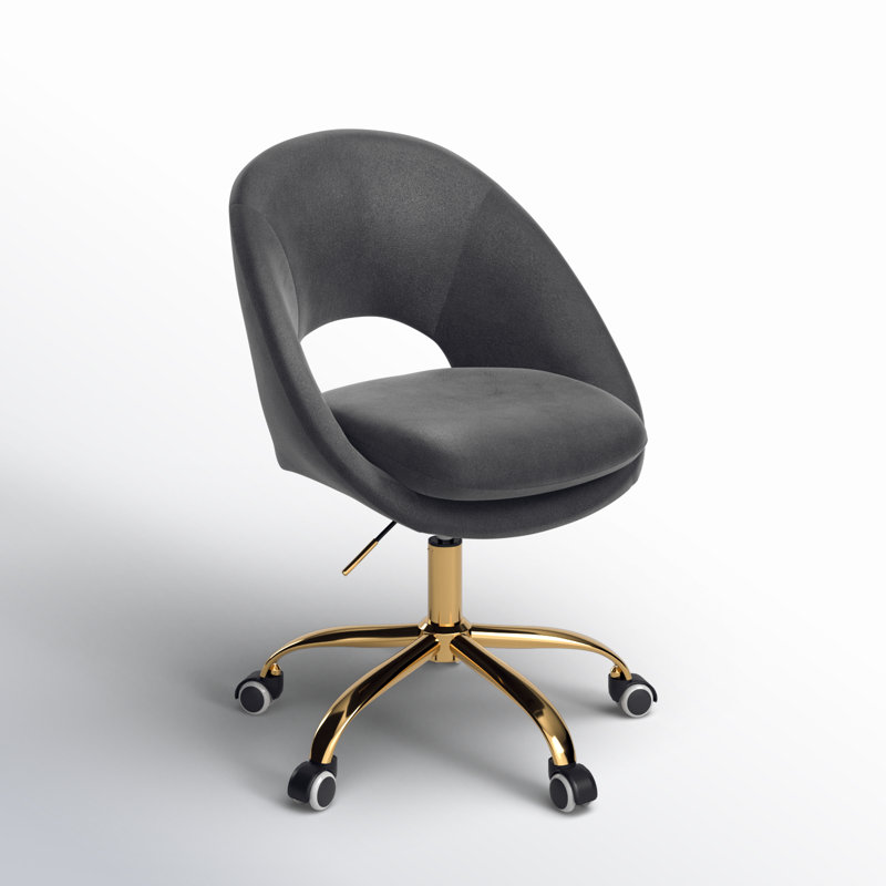 Doreen Velvet Modern Task Chair with Ergonomic Design, Charcoal Velvet