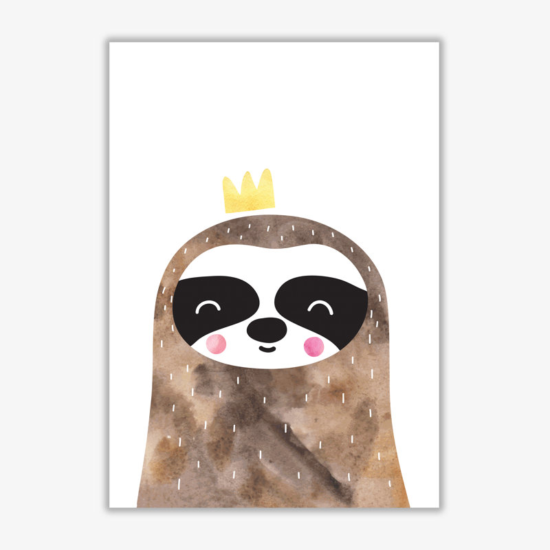 Scandi Brown Sloth - Painting, No Frame, 30 cm H x 21 cm W x 1 cm D