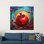 Toile décorative décorative en coton grenade rouge et bleu pour un cadeau de cuisine ou de mariage