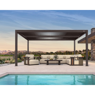 10' X 16' Aluminum Outdoor Bronze Louvered Pergola