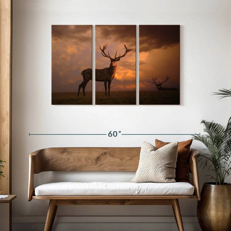 Brampt Sunset Deer, 28" H x 45" W