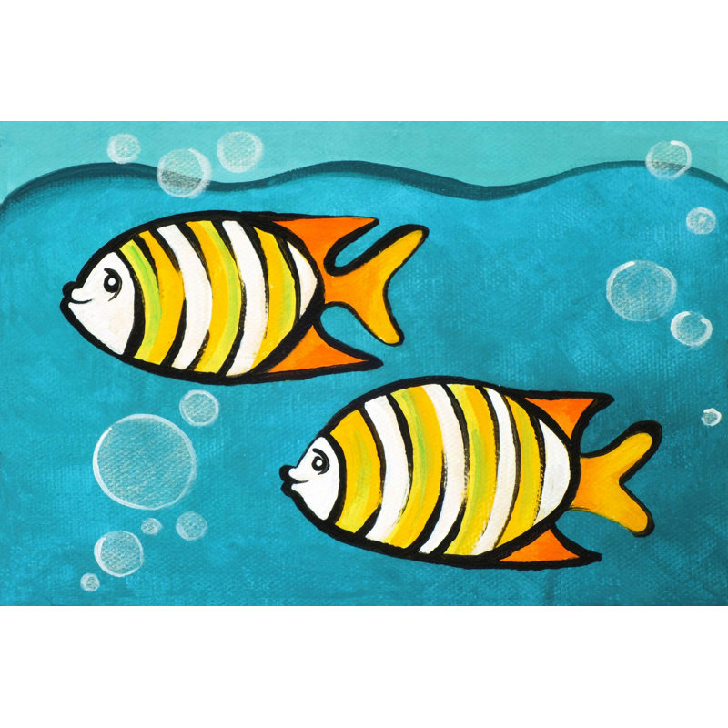 « two fish » par nicola joyner, reproduction d’art sur toile, H 12 po x l 18 po x P 1,5 po