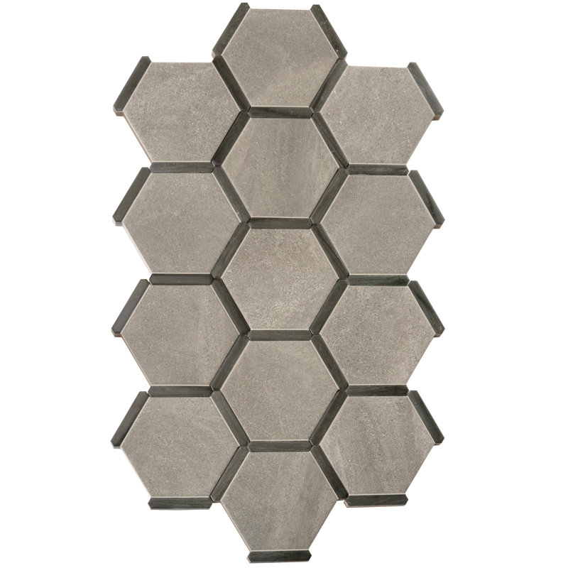 Aureole 8.66 In. X 9.84 In. Matte Fossil Gray Porcelain Hexagon Wall And Floor Tile (8.07 Sq Ft/Case) - 18 Sheets