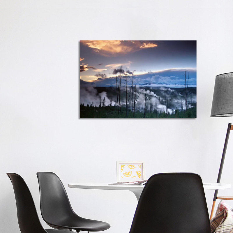 Norris Geyser Basin With Steam Plumes From Geysers, Yellowstone National Park, Wyoming by Tim Fitzharris - Wrapped Canvas Print