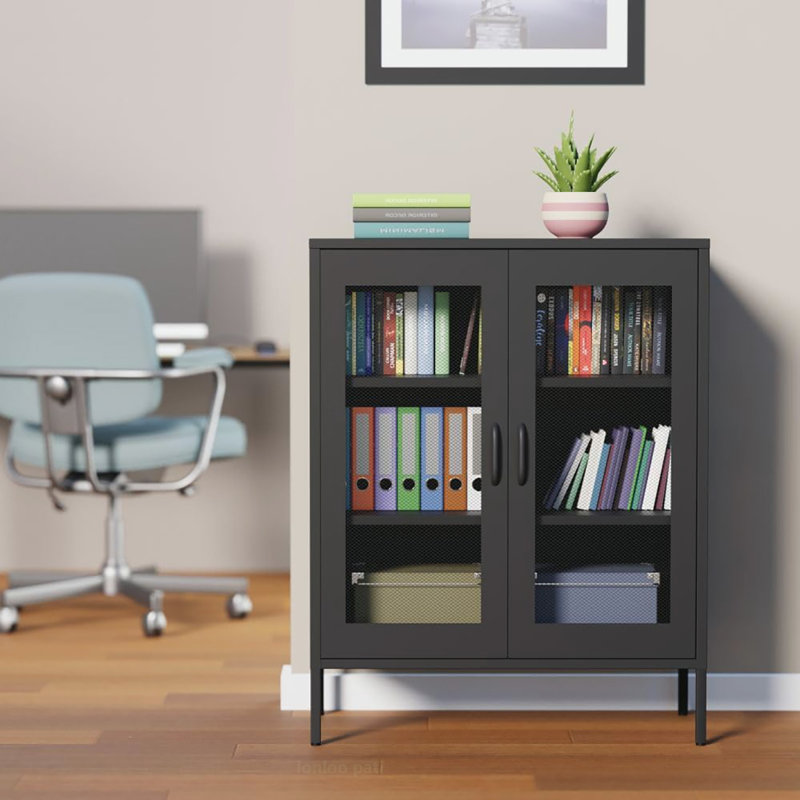 Ascena Metal Accent Cabinet, Black
