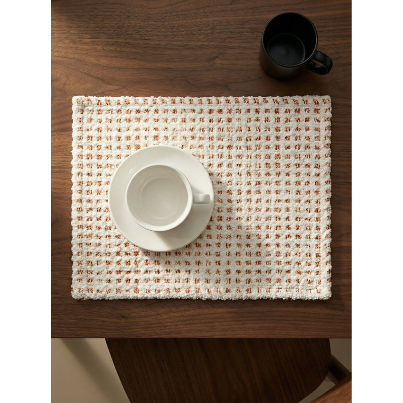 Light Copper Harbor Tweed Indoor Outdoor Placemat, Beige