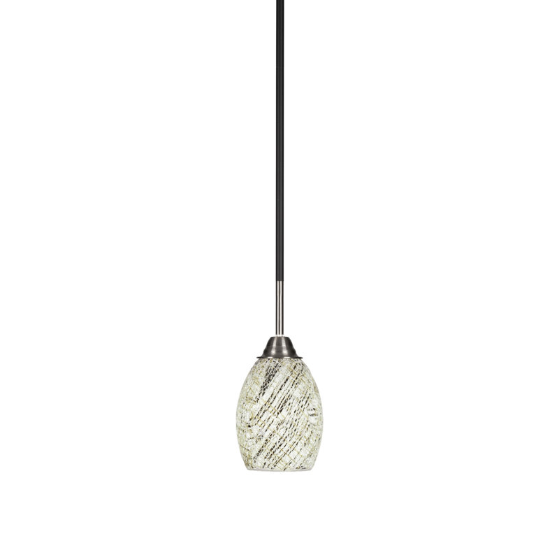 Luminaire suspendu à tige Ader, fini noir mat et laiton avec verre de 5 po, Gris/Jaune, Nickel brossé