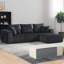 Canapé modulaire en L en velours côtelé avec assise profonde et méridienne droite-131236647-131236644