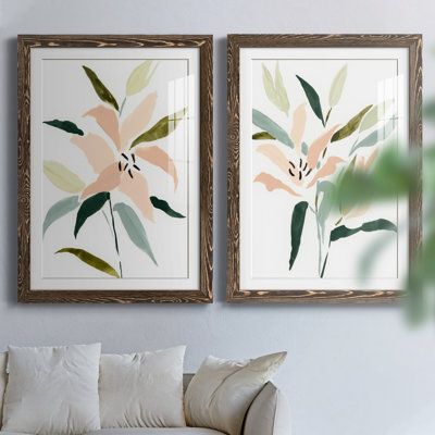 «Lily Abstracted I», ensemble de 2 reproductions d'art sur papier encadrées