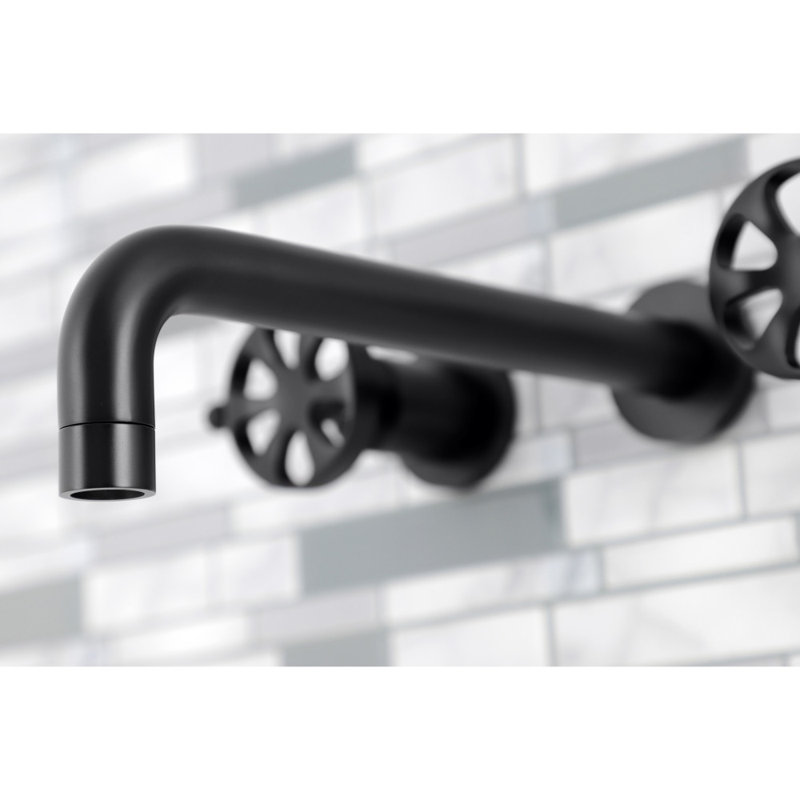 Kingston Brass Belknap Two-Handle 3-Hole Wall Mount Roman Tub Faucet, Matte Black