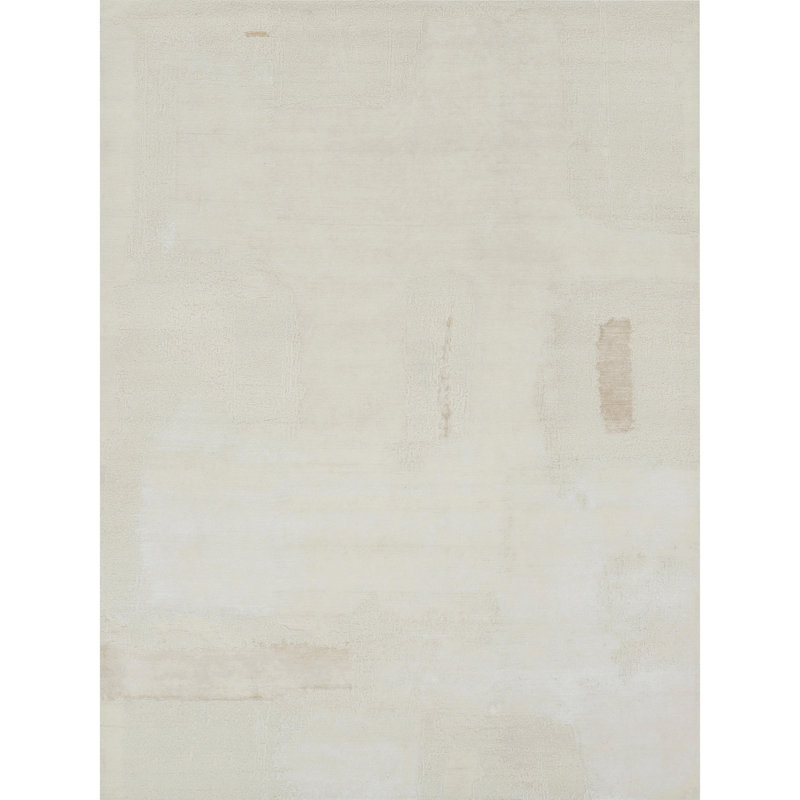 High-Quality Hand-Knotted Ivory Area Rug, Rectangle 5' x 8'