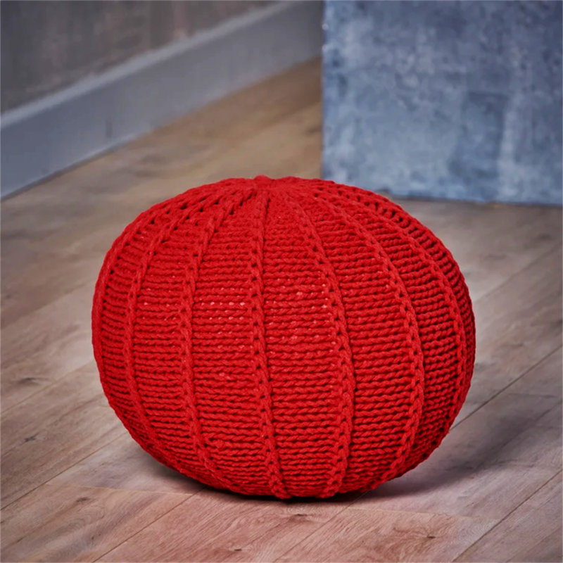 POUF TRICOTÉ, Coton rouge