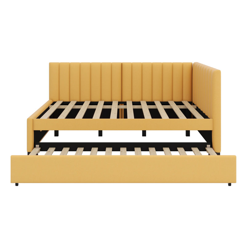 Upholstered Daybed With Trundle, Yellow