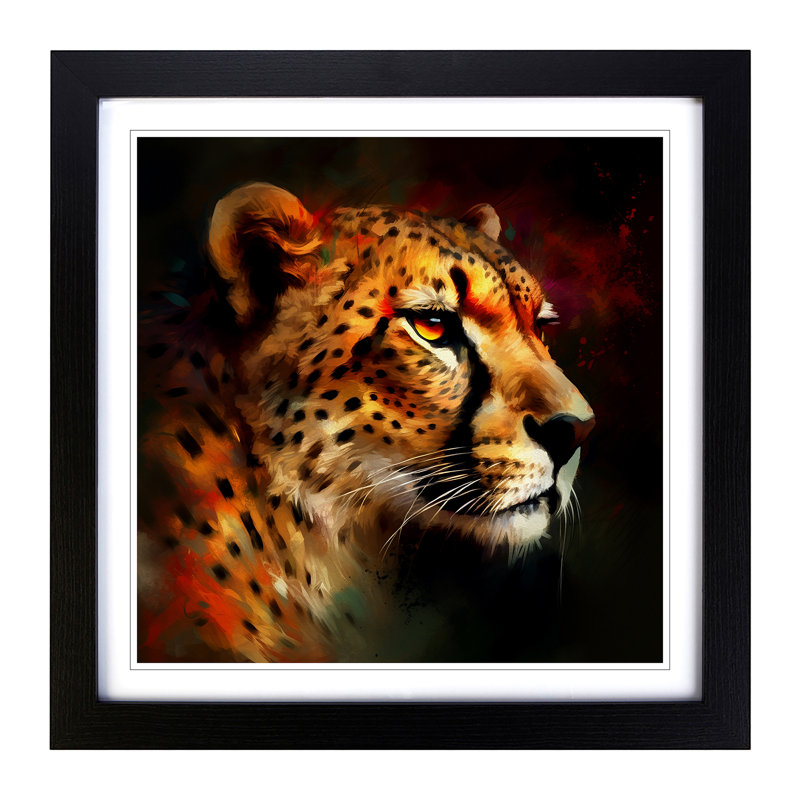 Cheetah Abstract Art No.4 - Framed Print, Black