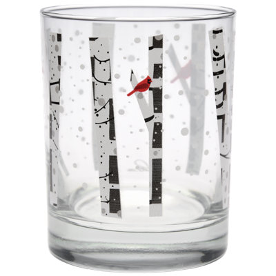 Culver 14-Ounce DOF Double Old Fashioned Glass (Set of 4) - Birch Trees Cardinal