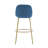 Rio Claro Indoor Metal Upholstered Barstool, Gold Finished Frame And Blue Upholstery, Set Of 2