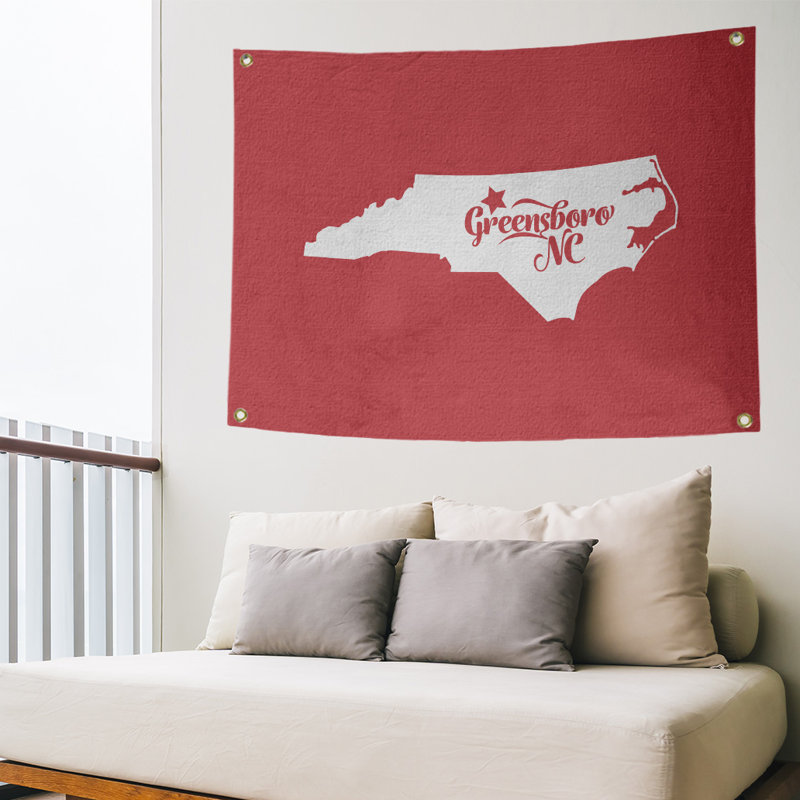 Tapisserie murale greensboro north caroline, H 50 po x l 59 po, Rouge