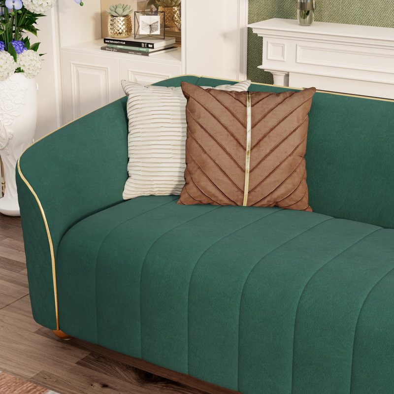 85.43" Upholstered Velvet Sofa, Green